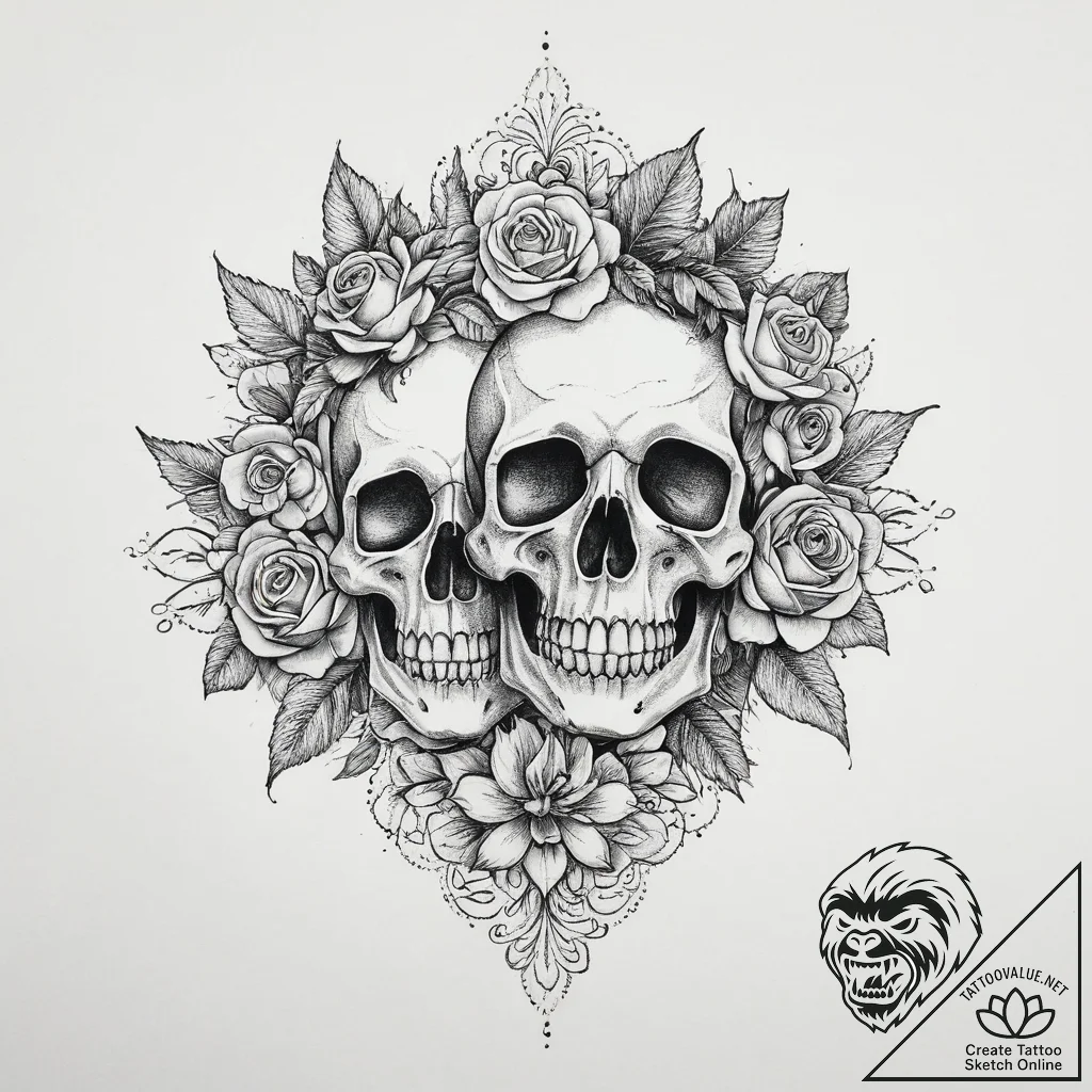 Tattoo sketch flower crown tattoo, artistic t... - tattoo sketch (№1756637441_0, 31.08.2025 10:50) — tattoovalue.net