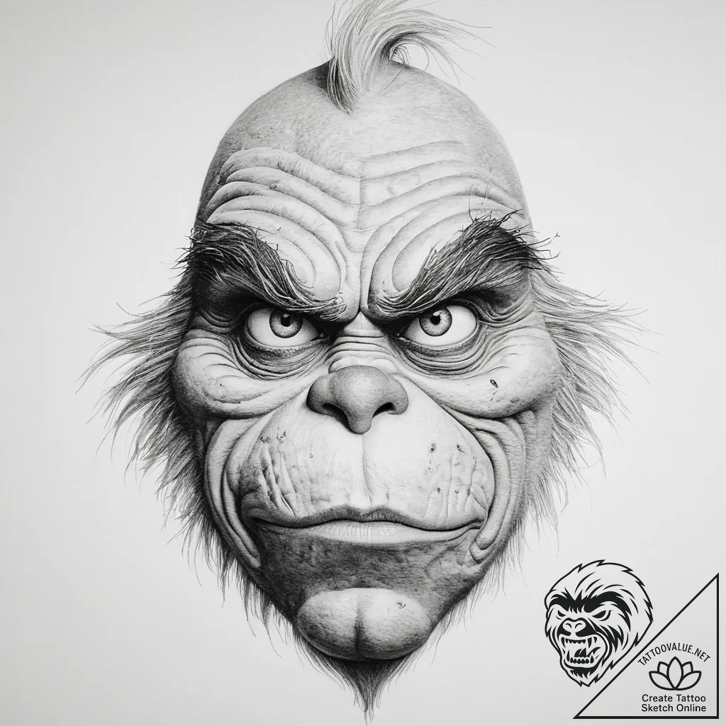 Tattoo sketch the grinch with an eye, artisti... - tattoo sketch (№1756637647_0, 31.08.2025 10:54) — tattoovalue.net