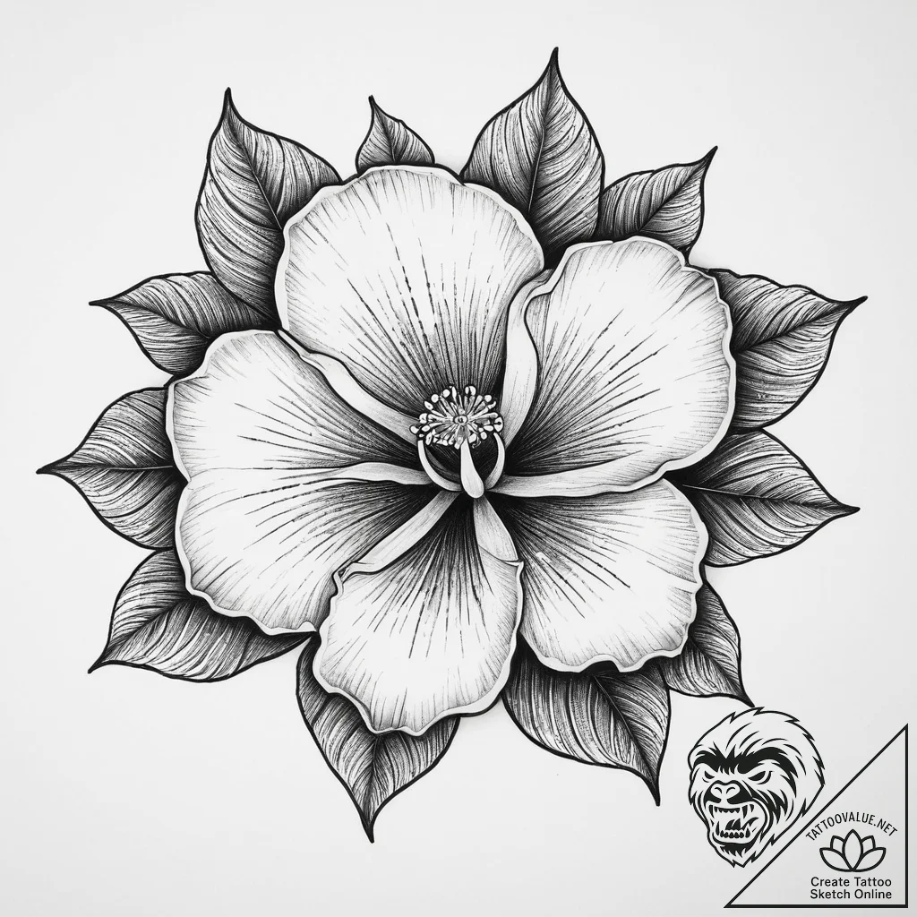 Tattoo sketch rafflesia flower, tattoo line a... - tattoo sketch (№1756639852_0, 31.08.2025 11:30) — tattoovalue.net