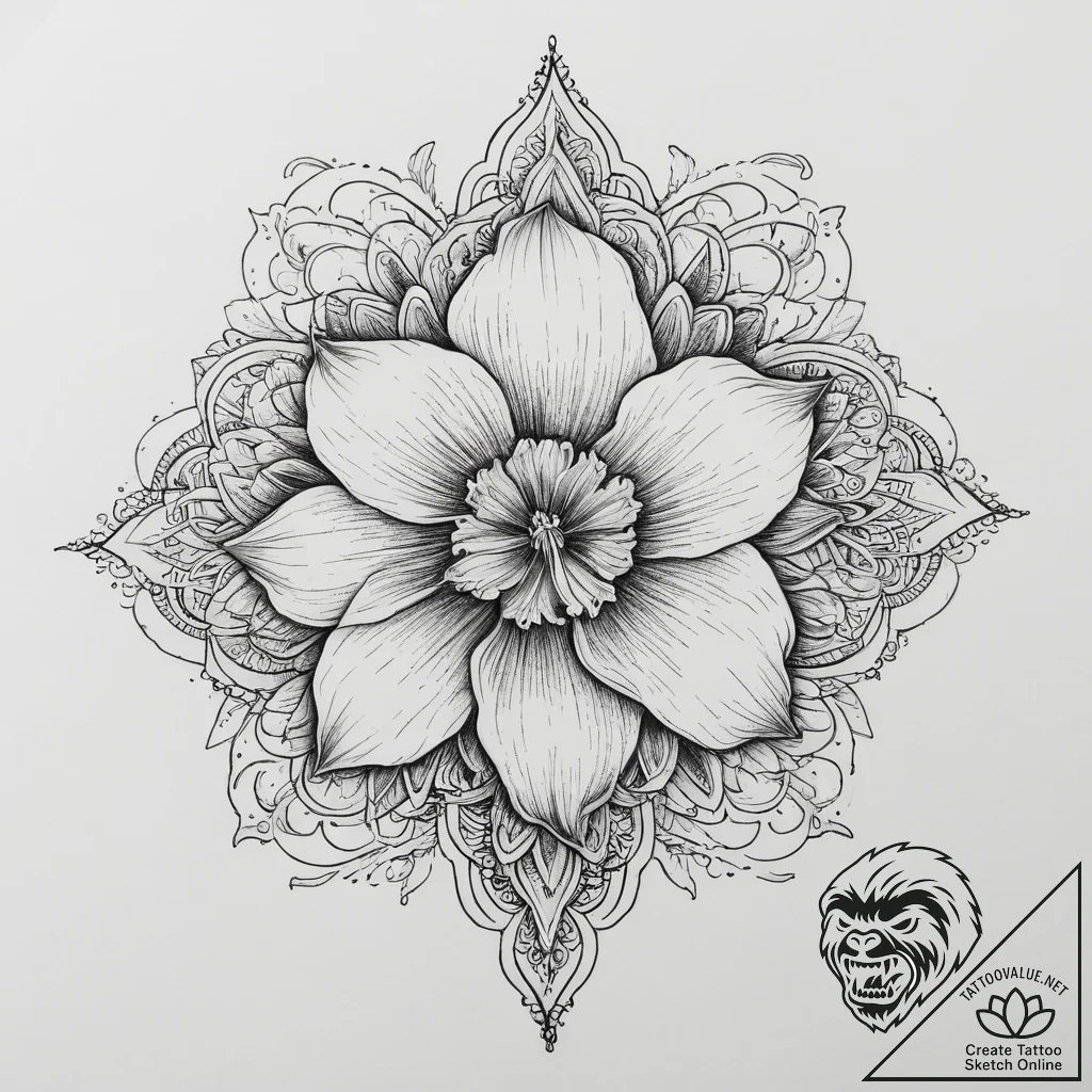 Tattoo sketch daffodil, tattoo sketch design,... - tattoo sketch (№1756640855_0, 31.08.2025 11:47) — tattoovalue.net