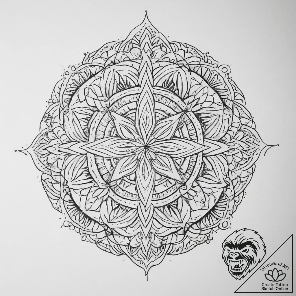 Tattoo sketch botanical monogram, artistic ta... - tattoo sketch (№1756641061_0, 31.08.2025 11:51) — tattoovalue.net