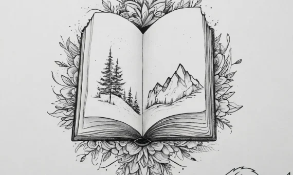 Tattoo sketch puns a book that says "i'm a ch... - tattoo sketch (№1756643067_0, 31.08.2025 12:24) — tattoovalue.net