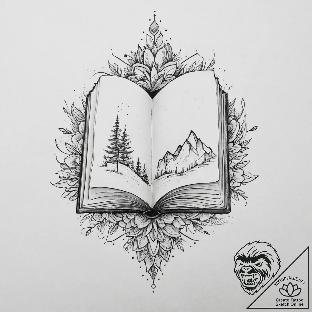 Tattoo sketch puns a book that says "i'm a ch... - tattoo sketch (№1756643067_0, 31.08.2025 12:24) — tattoovalue.net