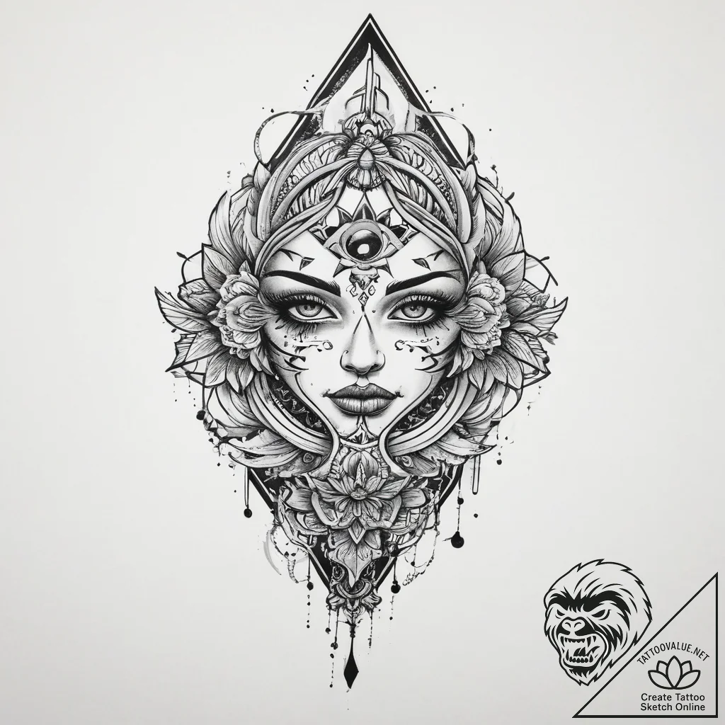 Tattoo sketch reflection, ink illustration fo... - tattoo sketch (№1756643271_0, 31.08.2025 12:27) — tattoovalue.net
