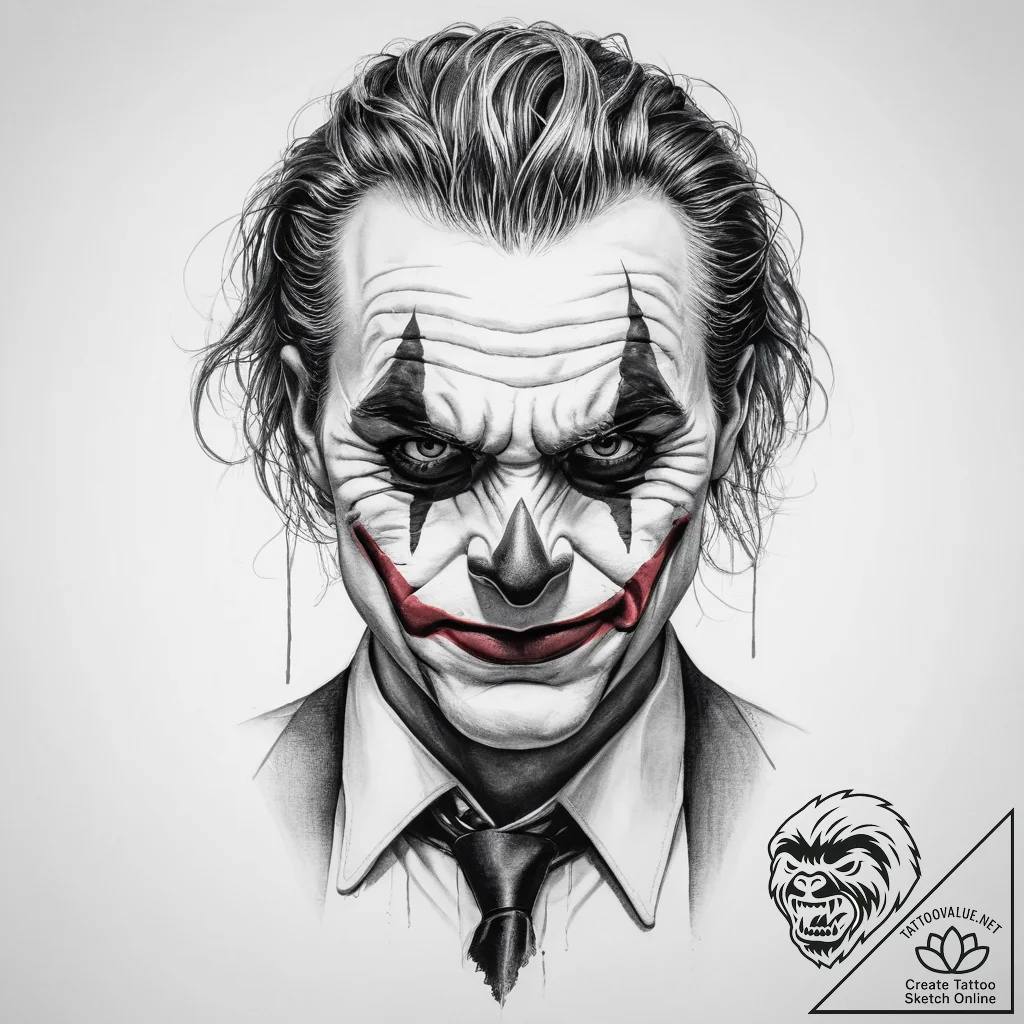 Tattoo sketch joker portrait - tattoo sketch (№1756643472_0, 31.08.2025 12:31) — tattoovalue.net