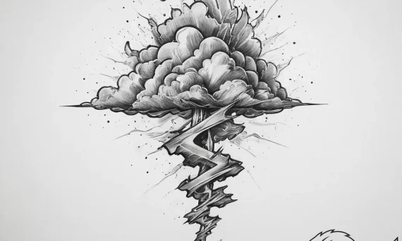 Tattoo sketch storm cloud with lightning, art... - tattoo sketch (№1756644479_0, 31.08.2025 12:47) — tattoovalue.net