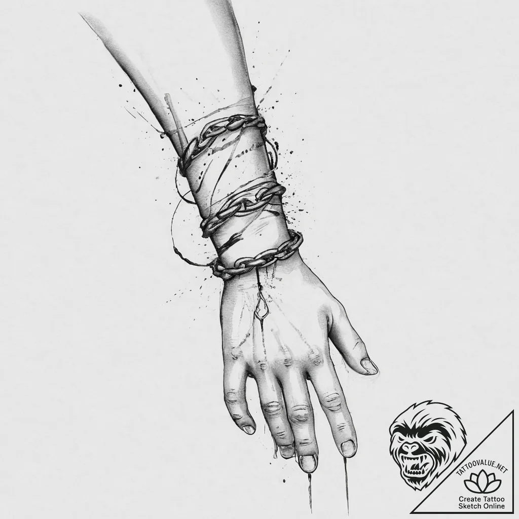 Tattoo sketch chain around wrist, concept art... - tattoo sketch (№1756645882_0, 31.08.2025 13:11) — tattoovalue.net