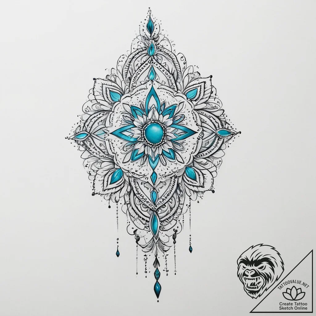 Tattoo sketch turquoise - tattoo sketch (№1756646080_0, 31.08.2025 13:14) — tattoovalue.net