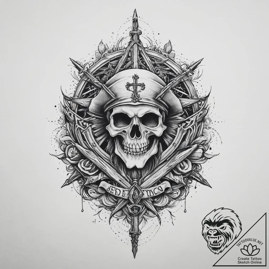 Tattoo sketch warlock, ink illustration for t... - tattoo sketch (№1756646284_0, 31.08.2025 13:18) — tattoovalue.net