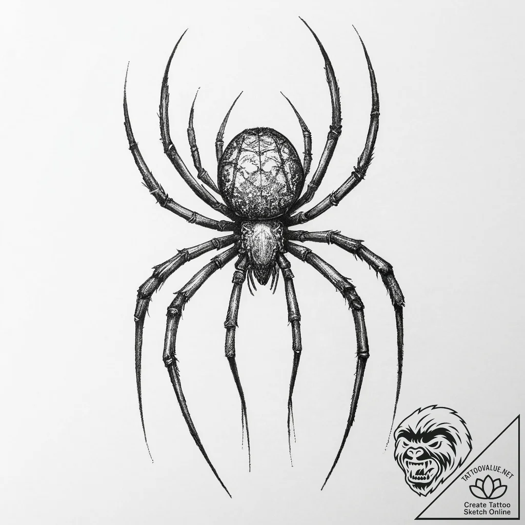 Tattoo sketch spider on shoulder - tattoo sketch (№1756646688_0, 31.08.2025 13:24) — tattoovalue.net