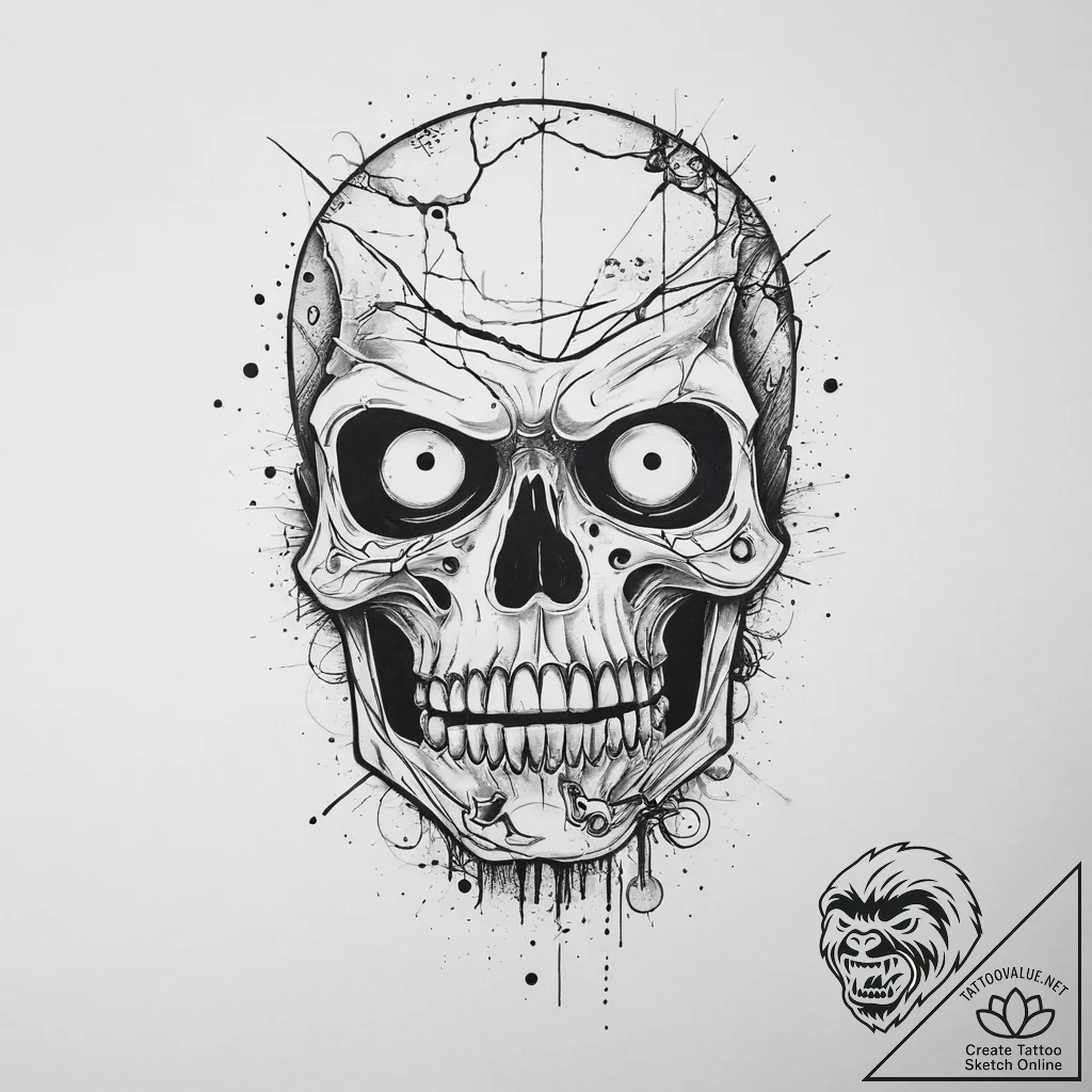 Tattoo sketch зомби, tattoo drawing outline,... - tattoo sketch (№1756647290_0, 31.08.2025 13:34) — tattoovalue.net