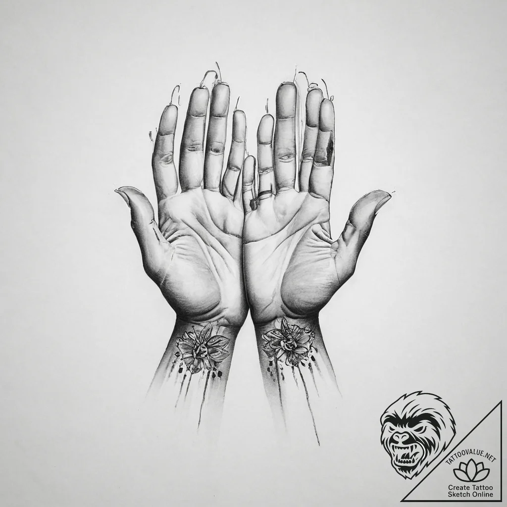 Tattoo sketch hands with a destiny - tattoo sketch (№1756647493_0, 31.08.2025 13:38) — tattoovalue.net
