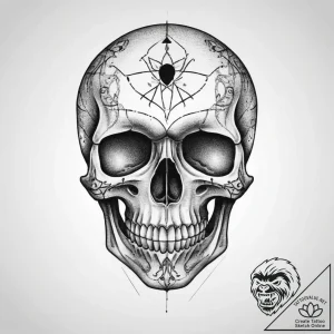 Tattoo sketch graphic череп – tattoo sketch (№1756647898_0, 31.08.2025 13:44) — tattoovalue.net