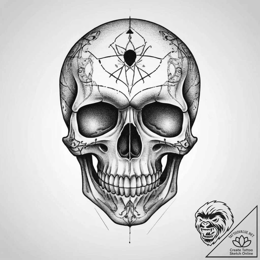 Tattoo sketch graphic череп - tattoo sketch (№1756647898_0, 31.08.2025 13:44) — tattoovalue.net