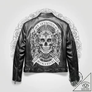 Tattoo sketch biker jacket with a quote – tattoo sketch (№1756648499_0, 31.08.2025 13:54) — tattoovalue.net
