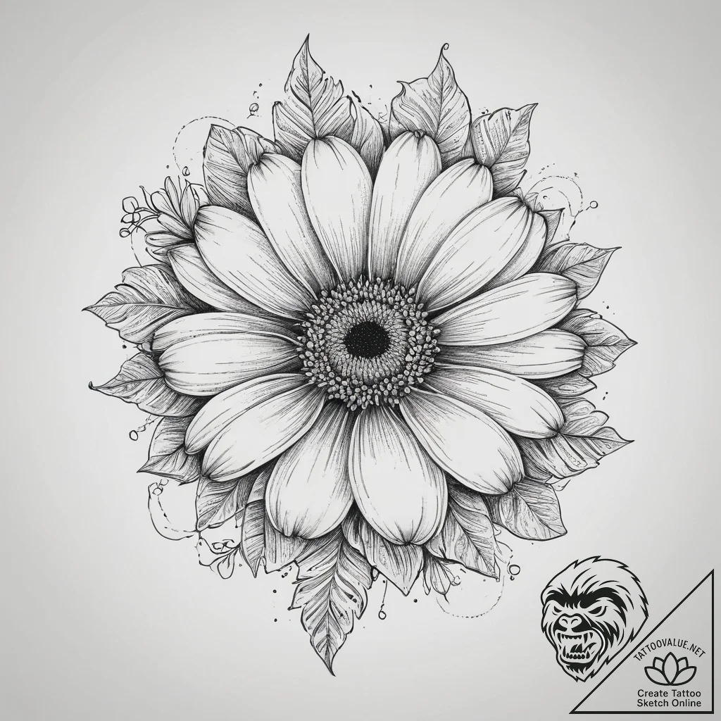 Tattoo sketch gerbera daisy, tattoo line art,... - tattoo sketch (№1756649496_0, 31.08.2025 14:11) — tattoovalue.net