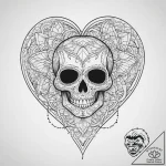 Tattoo sketch череп с кружевом и сердцем, tat… – tattoo sketch (№1756649901_0, 31.08.2025 14:18) — tattoovalue.net