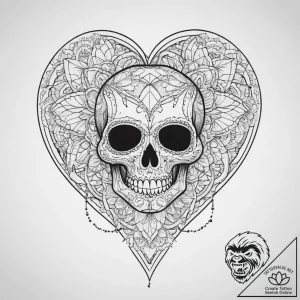 Tattoo sketch череп с кружевом и сердцем, tat… – tattoo sketch (№1756649901_0, 31.08.2025 14:18) — tattoovalue.net