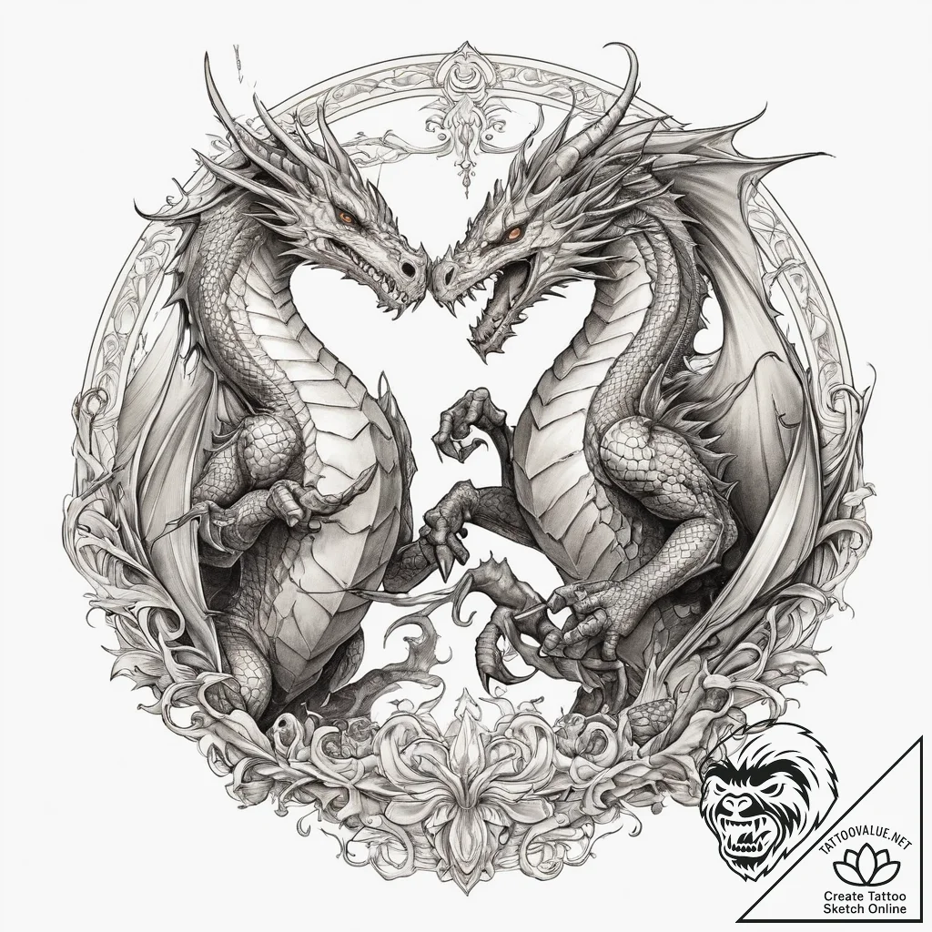 Tattoo sketch knight fighting dragon, tattoo... - tattoo sketch (№1756651307_0, 31.08.2025 14:41) — tattoovalue.net