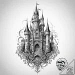 Tattoo sketch castle, concept art for tattoo,… – tattoo sketch (№1756652119_0, 31.08.2025 14:55) — tattoovalue.net