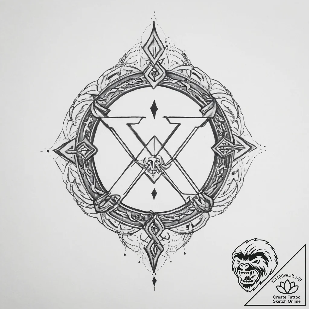 Tattoo sketch magical rune - tattoo sketch (№1756652926_0, 31.08.2025 15:08) — tattoovalue.net