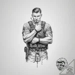 Tattoo sketch soldier with a lock – tattoo sketch (№1756654523_0, 31.08.2025 15:35) — tattoovalue.net