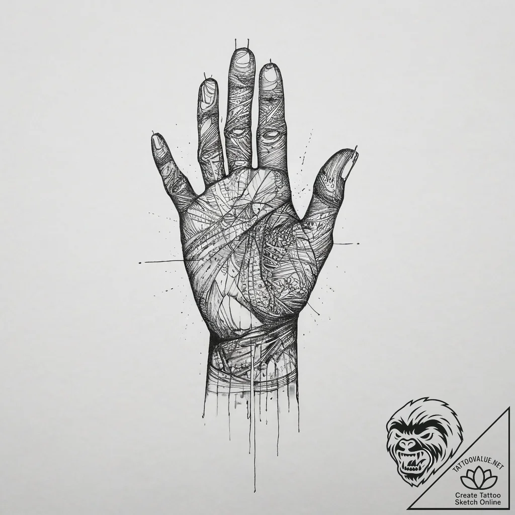 Tattoo sketch hands with a paper, ink illustr... - tattoo sketch (№1756655334_0, 31.08.2025 15:48) — tattoovalue.net