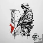 Tattoo sketch soldier with a letter, ink illu… – tattoo sketch (№1756656135_0, 31.08.2025 16:02) — tattoovalue.net