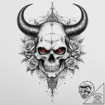Tattoo sketch demon with horns, concept art f… – tattoo sketch (№1756656944_0, 31.08.2025 16:15) — tattoovalue.net