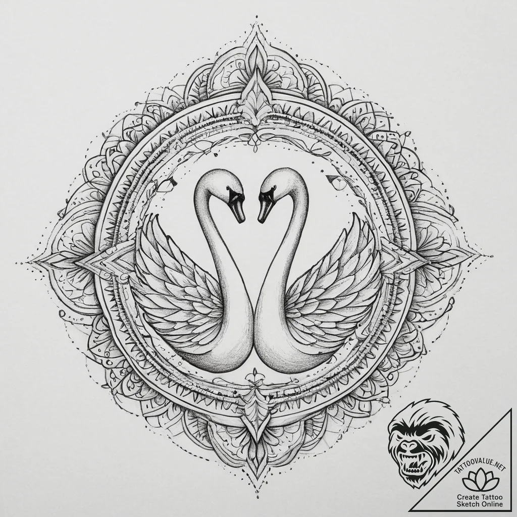 Tattoo sketch swan tattoo, tattoo flash sheet... - tattoo sketch (№1756657745_0, 31.08.2025 16:29) — tattoovalue.net