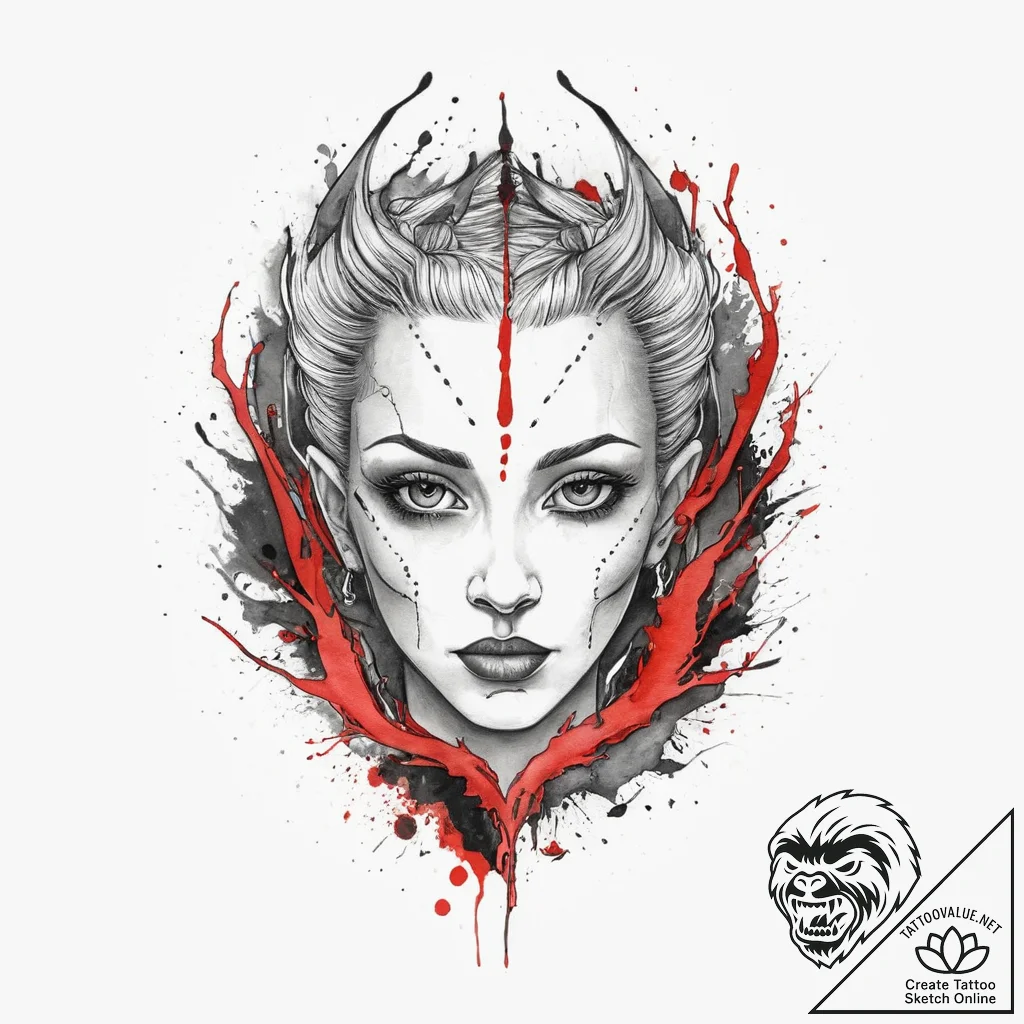Tattoo sketch changeling, concept art for tat... - tattoo sketch (№1756659341_0, 31.08.2025 16:55) — tattoovalue.net