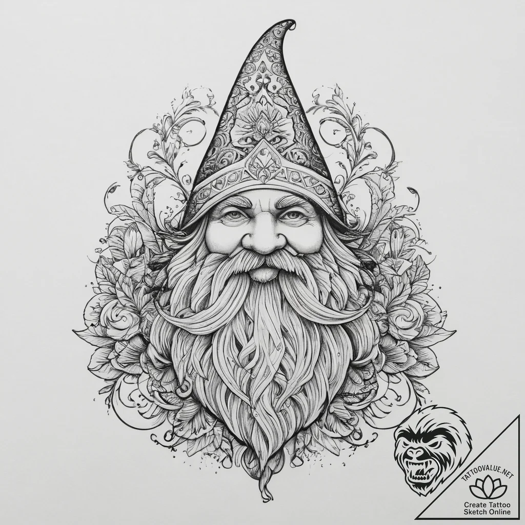 Tattoo sketch gnome, tattoo flash sheet desig... - tattoo sketch (№1756659943_0, 31.08.2025 17:05) — tattoovalue.net