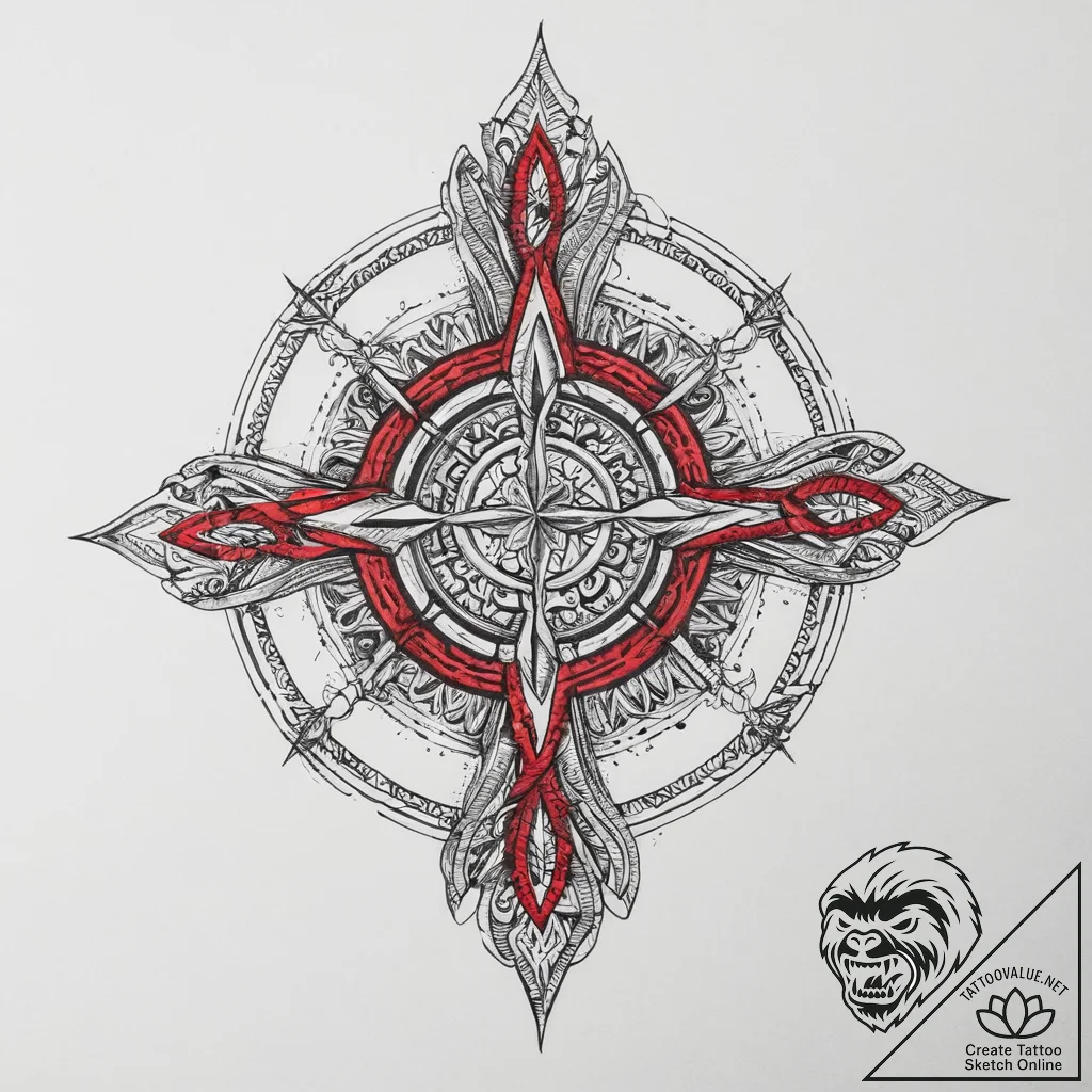 Tattoo sketch aegishjalmur helm of awe, tatto... - tattoo sketch (№1756660549_0, 31.08.2025 17:15) — tattoovalue.net