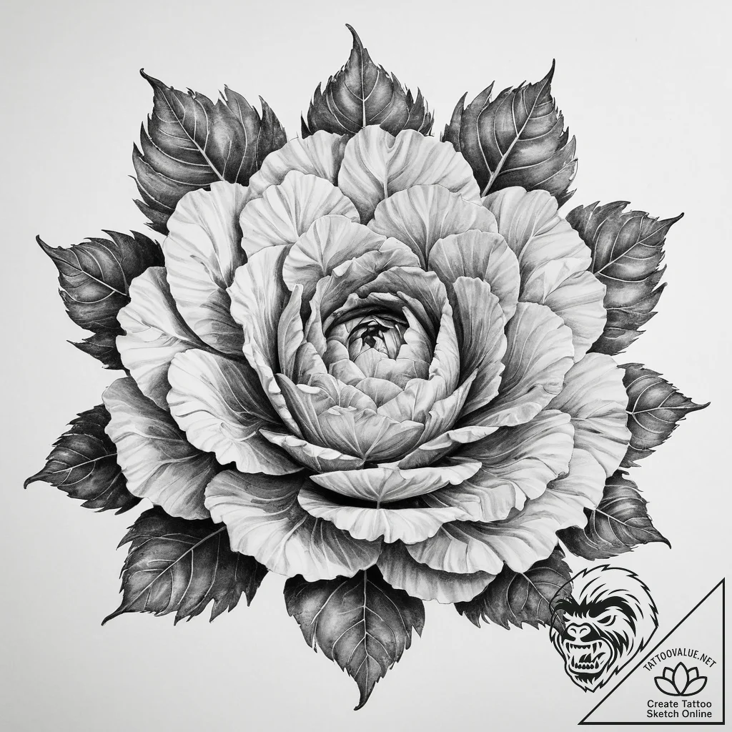Tattoo sketch ornamental kale - tattoo sketch (№1756660946_0, 31.08.2025 17:22) — tattoovalue.net