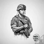 Tattoo sketch soldier with a necklace – tattoo sketch (№1756661747_0, 31.08.2025 17:35) — tattoovalue.net