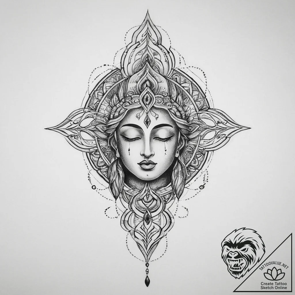 Tattoo sketch spiritual fount - tattoo sketch (№1756662352_0, 31.08.2025 17:45) — tattoovalue.net