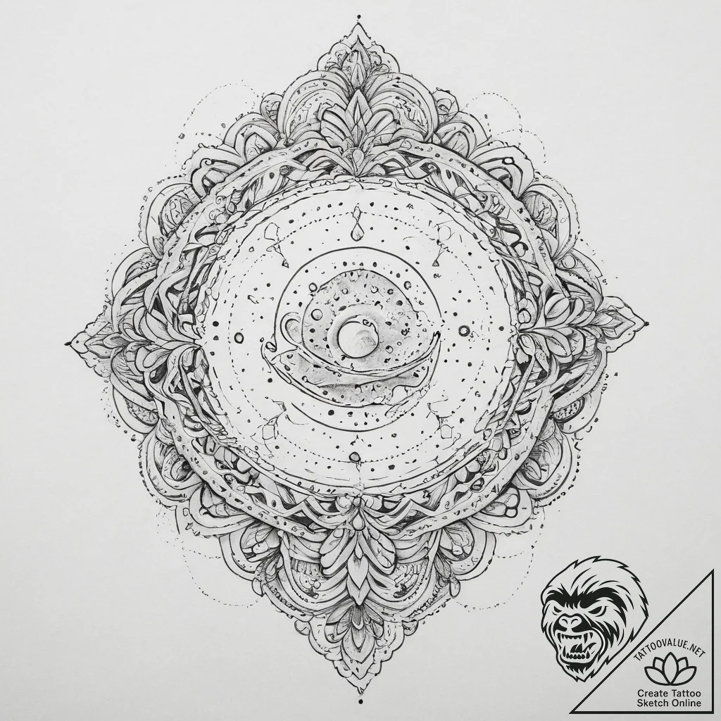 Tattoo sketch cosmic earth, concept art for t... - tattoo sketch (№1756662754_0, 31.08.2025 17:52) — tattoovalue.net