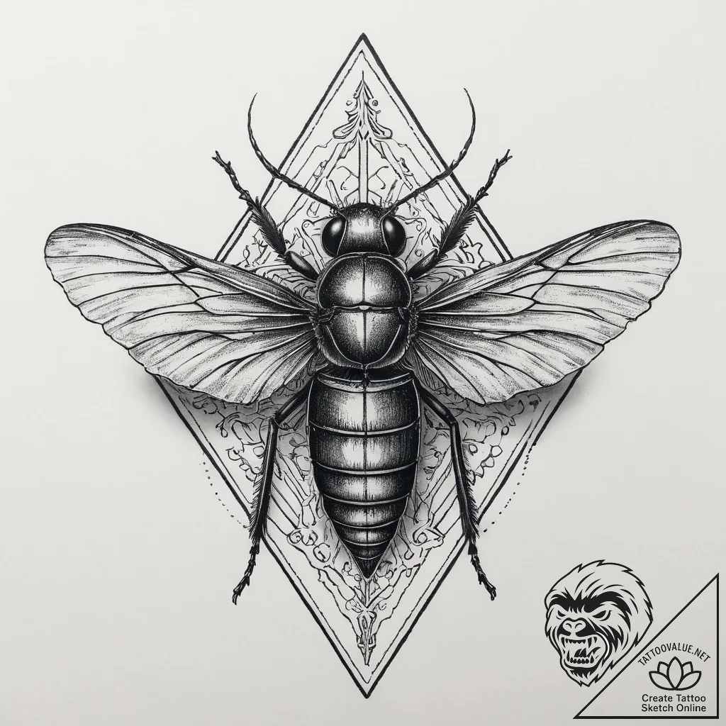Tattoo sketch house cricket, concept art for... - tattoo sketch (№1756663155_0, 31.08.2025 17:59) — tattoovalue.net