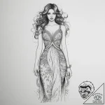 Tattoo sketch maxi dress with flowing lines,… – tattoo sketch (№1756664938_0, 31.08.2025 18:28) — tattoovalue.net