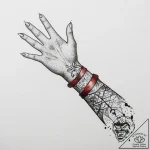 Tattoo sketch hands with a brush, tattoo flas… – tattoo sketch (№1756665139_0, 31.08.2025 18:32) — tattoovalue.net