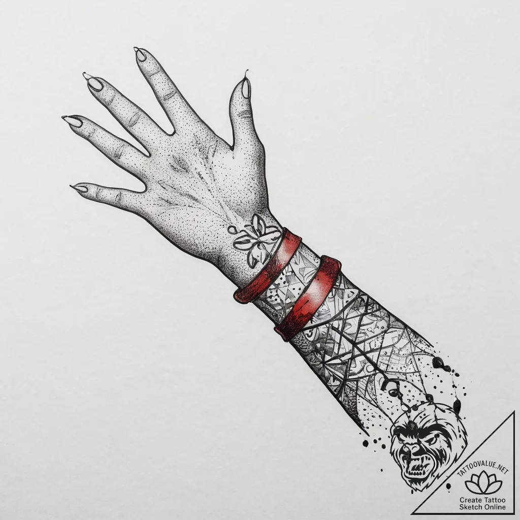Tattoo sketch hands with a brush, tattoo flas... - tattoo sketch (№1756665139_0, 31.08.2025 18:32) — tattoovalue.net