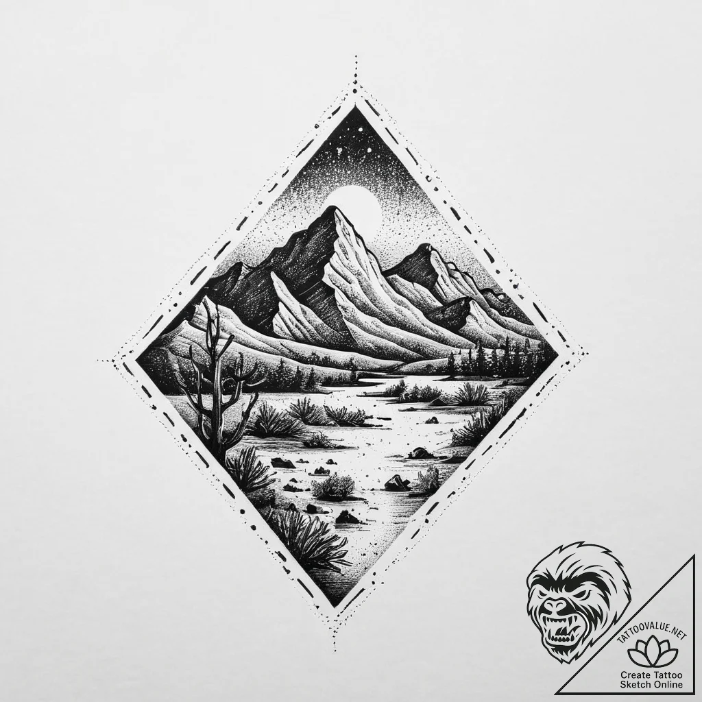 Tattoo sketch desert, concept art for tattoo,... - tattoo sketch (№1756666925_0, 31.08.2025 19:02) — tattoovalue.net