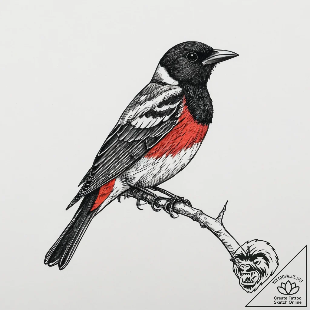 Tattoo sketch red-winged blackbird, tattoo li... - tattoo sketch (№1756670140_0, 31.08.2025 19:55) — tattoovalue.net
