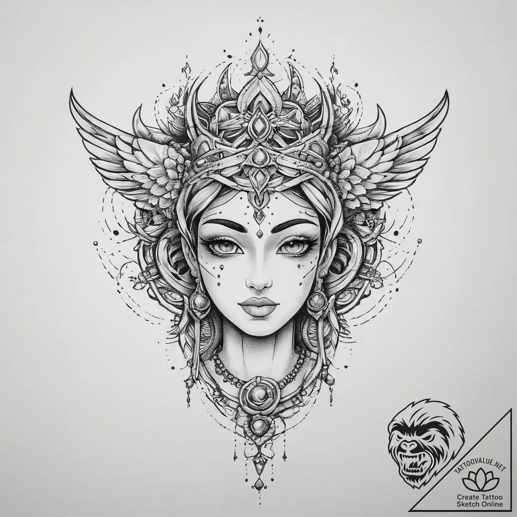 Tattoo sketch holy portrayal, tattoo line art... - tattoo sketch (№1756671753_0, 31.08.2025 20:22) — tattoovalue.net