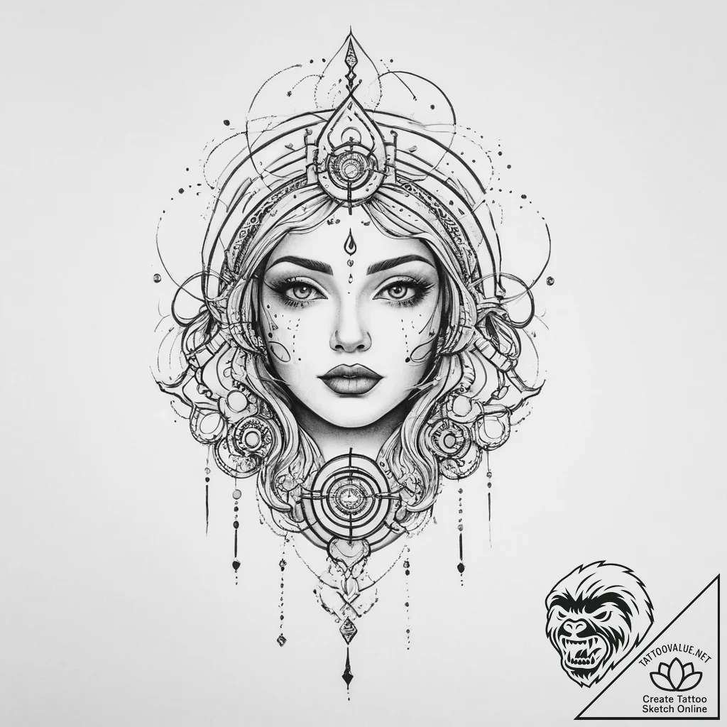 Tattoo sketch cosmic self, tattoo drawing out... - tattoo sketch (№1756672156_0, 31.08.2025 20:29) — tattoovalue.net