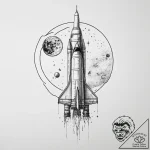 Tattoo sketch apollo 11 spacecraft with the m… – tattoo sketch (№1756673553_0, 31.08.2025 20:52) — tattoovalue.net