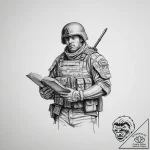 Tattoo sketch soldier with a book, tattoo fla… – tattoo sketch (№1756674144_0, 31.08.2025 21:02) — tattoovalue.net