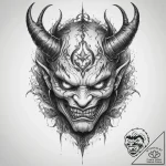 Tattoo sketch irezumi демон они – tattoo sketch (№1756675125_0, 31.08.2025 21:18) — tattoovalue.net