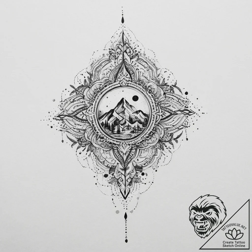 Tattoo sketch town, tattoo line art, sepia to... - tattoo sketch (№1756675712_0, 31.08.2025 21:28) — tattoovalue.net