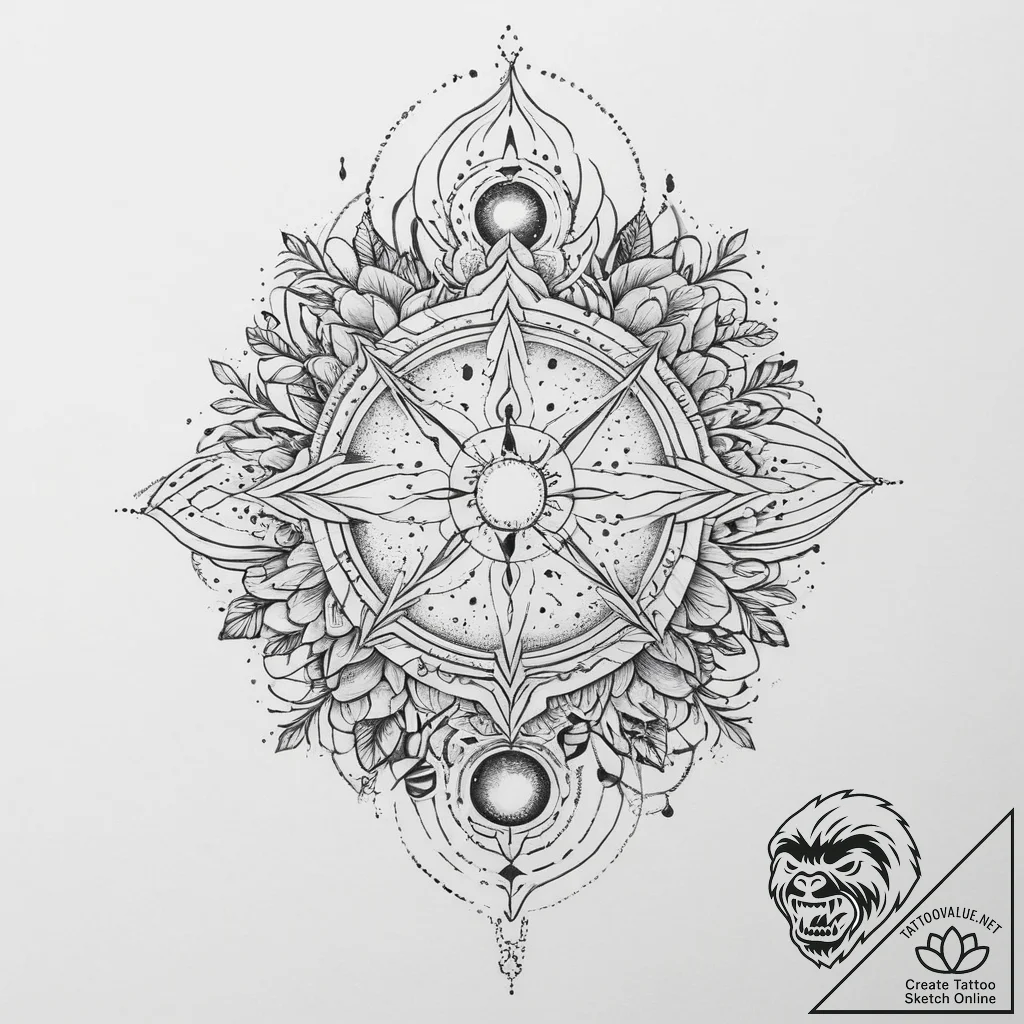 Tattoo sketch cosmic spring - tattoo sketch (№1756677481_0, 31.08.2025 21:58) — tattoovalue.net